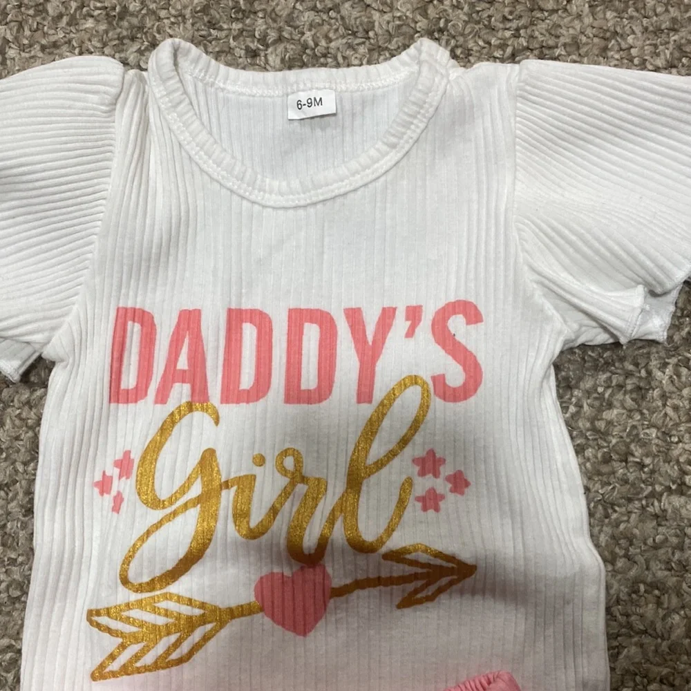 Daddy's Girl White and Pink Outfit